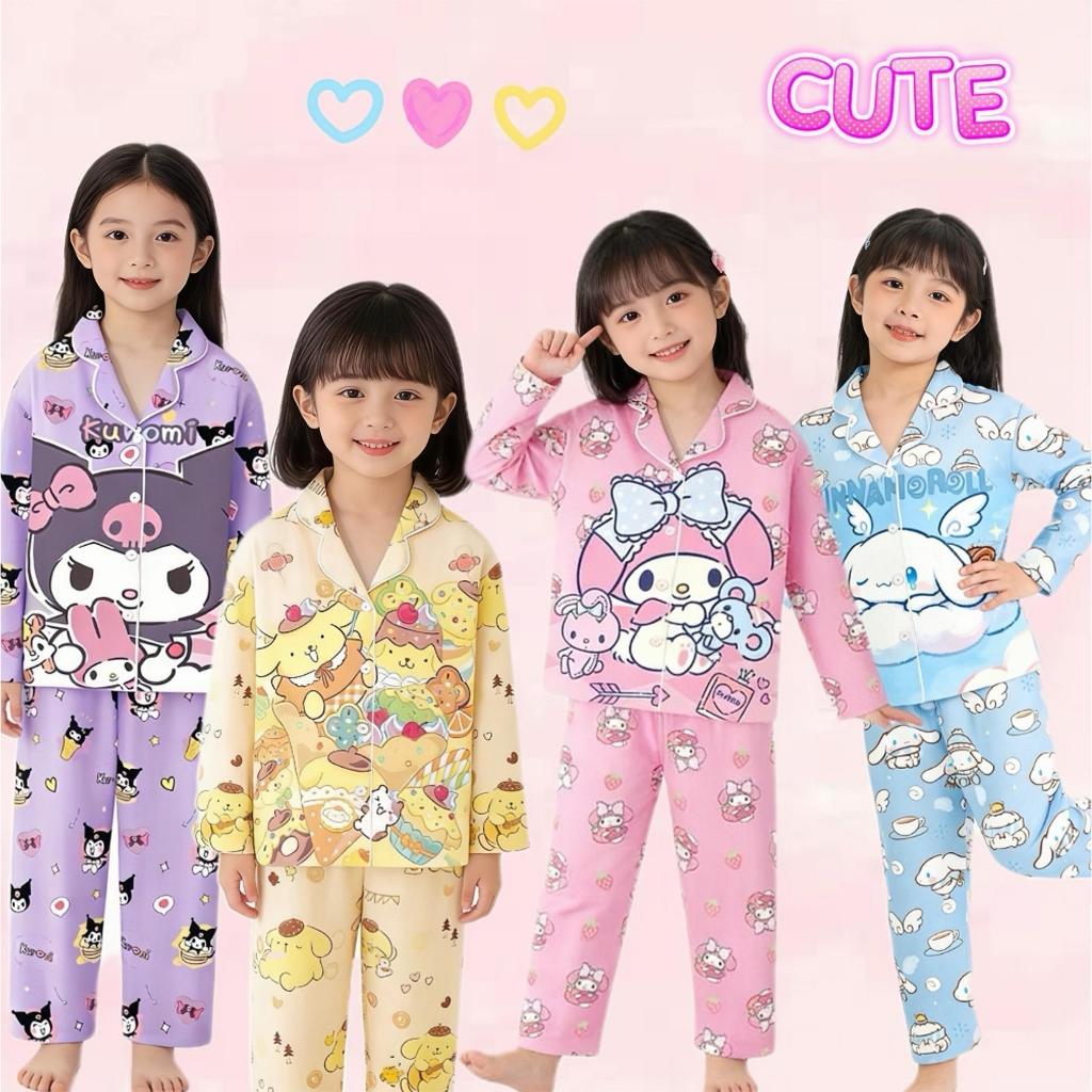 BB180 ชุดนอนเด็ก แขนยาวขายาว ผ้านิ่ม ไม่ร้อน   ชุดนอนเด็กหญิง คุโรมิ เมโลดี้ ซินนามอนโรล