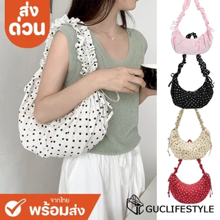 ส่งด่วน GUCSELECTED(B2448) กระเป๋าสะพายไหล่ลายจุดมี5สี-ปรับสายย่นสะพายข้างได้ กระเป๋าแฟชั่นสุดฮิต