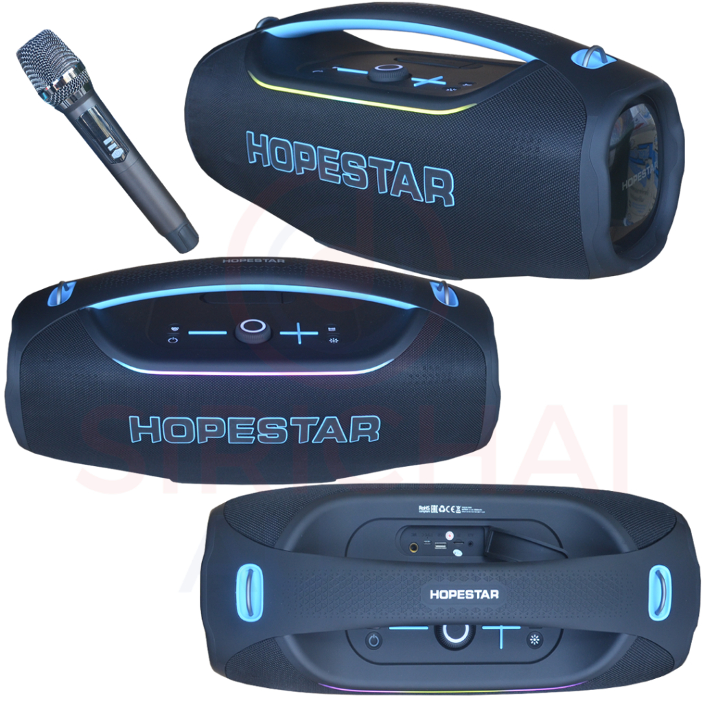 ลำโพงบลูทูธ Hopestar รุ่น A60Ultra ไมค์ลอย1ตัว 450วัตต์ ลำโพง6ดอก ไฟRGB เบส3โหมด ระบบTWS