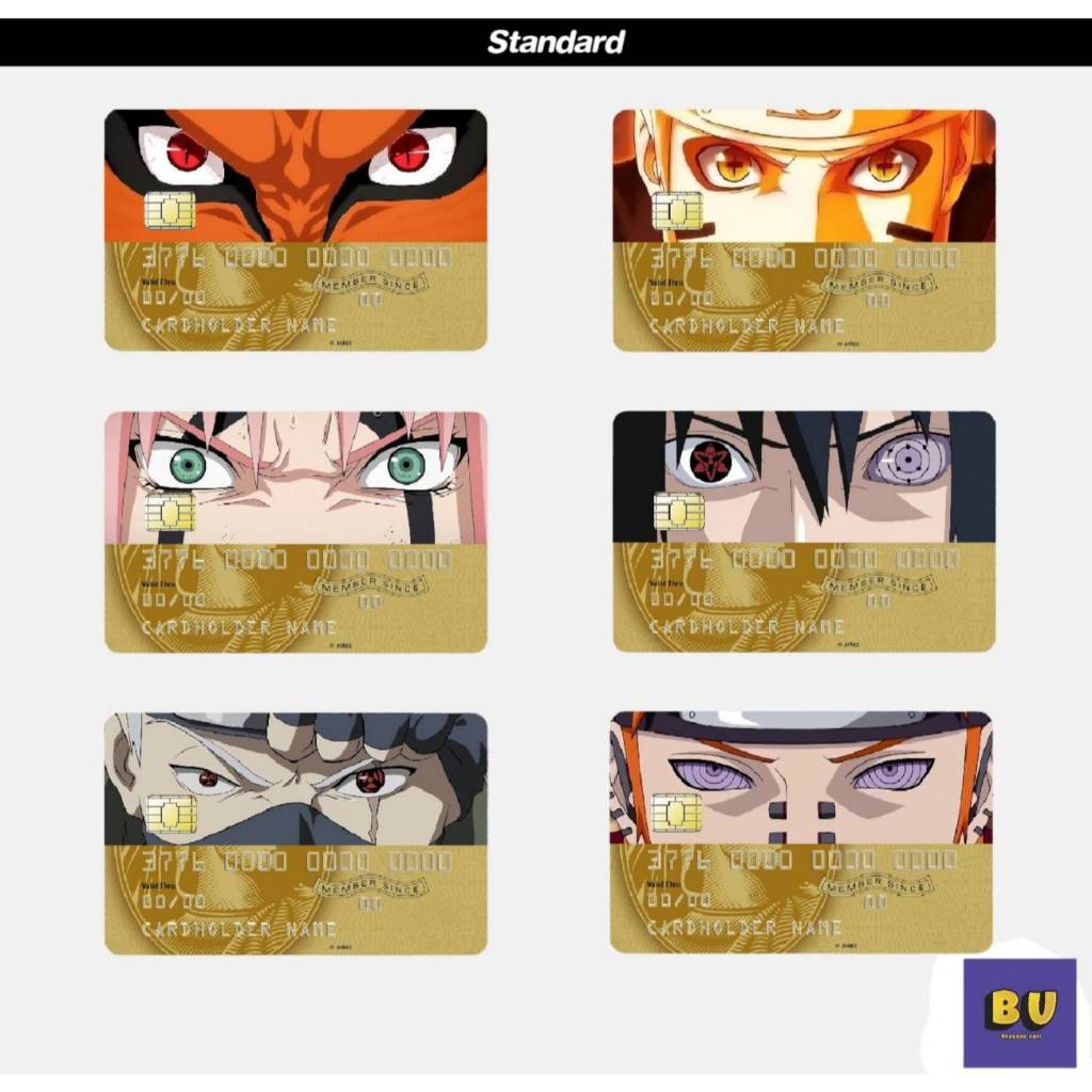 สติกเกอร์สำหรับติดบัตร ATM BTS MRT VISA สกินการ์ด [ STICKER SKIN CARD ] ลาย : Naruto นารูโตะ 1/2 กัน