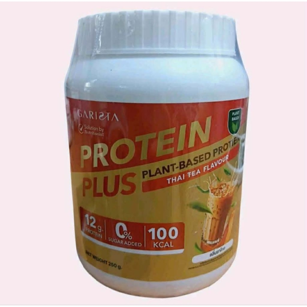 Garista Plant-Based Protein Plus กลิ่นชาไทย โดยมีรายละเอียดสำคัญดังนี้: 
เป็นโปรตีนจากพืช (Plant-bas