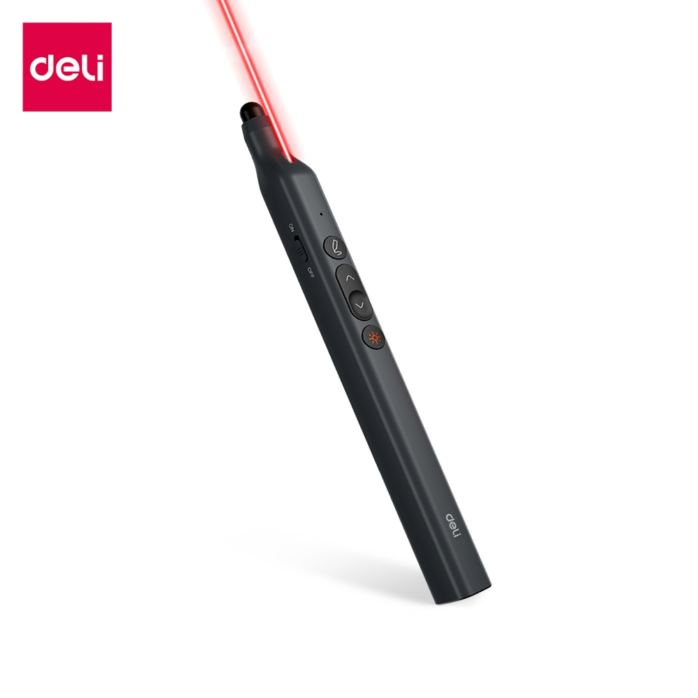 [แถมฟรี] Deli เลเซอร์พอยเตอร์ 2.4Ghz ระยะ100เมตร ตัวชี้ยืดได้ เลเซอร์สีแดง/เขียว Laser pointer