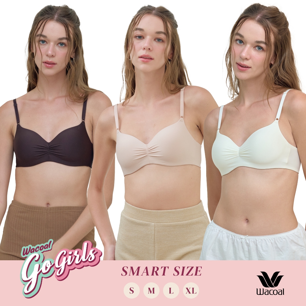 Wacoal Smart Size Easy Matching Bra บราไร้โครงวาโก้ เซท 3 ชิ้น รุ่น WB3Y41 คละสี (BE-BT-CR)