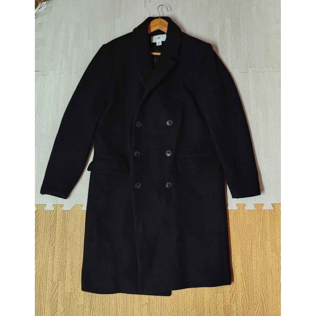 H&M Double-Breasted Wool Coat เสื้อโค้ท กระดุม 2 แถว สีดำ Size EUR 52 มือ2