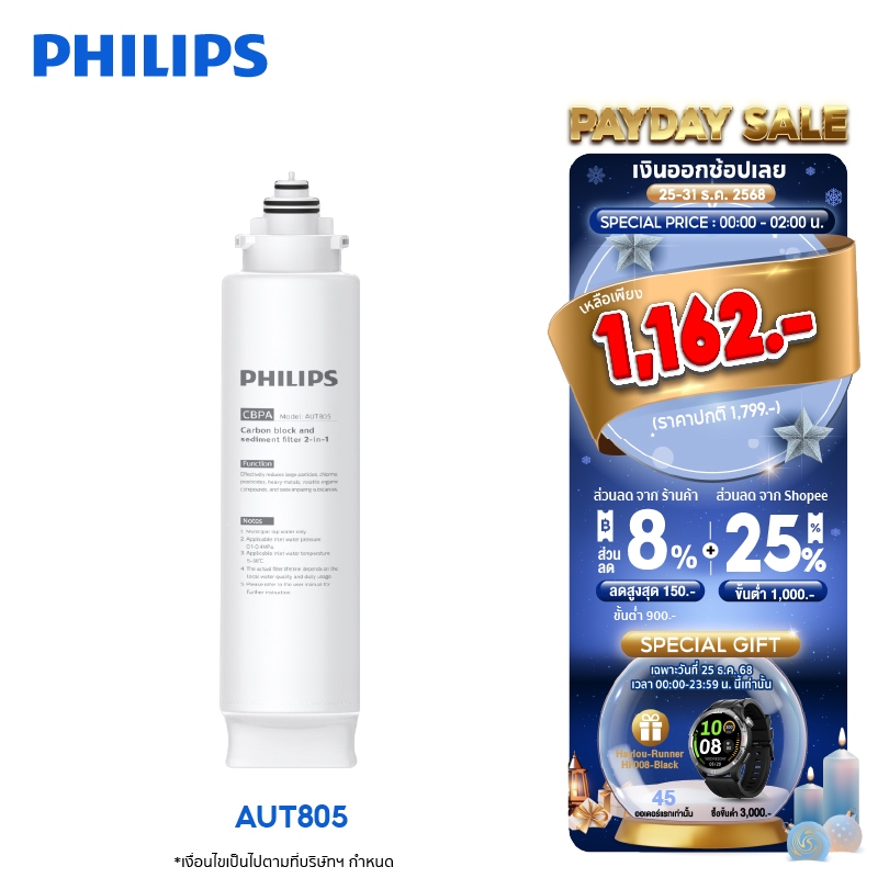 Philips water Filter AUT805 / AUT806 / AUT825 ไส้กรองเครื่องกรองน้ำ สำหรับเครื่อ