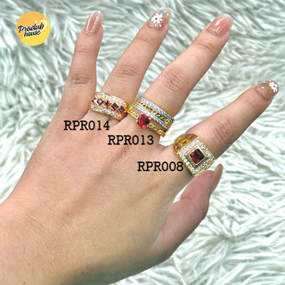 3ลาย จำนวนจำกัด แหวน เพชรล้อมทับทิม เครื่องประดับ เข้ากับทุก…