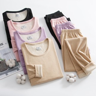 🔥【3สีสวย】ชุดชั้นในกันหนาวผู้หญิง สีดำ/ชมพู/ม่วง เนื้อนุ่ม ใส…