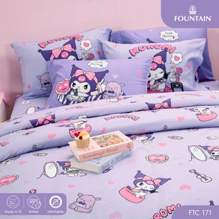 Fountain FTC171 การ์ตูน Kuromi ลิขสิทธิ์แท้ Sanrio สัมผัสนุ่มลื่น ชุดเครื่องนอนฟาวน์เทน ผ้าปูที่นอน ผ้านวม