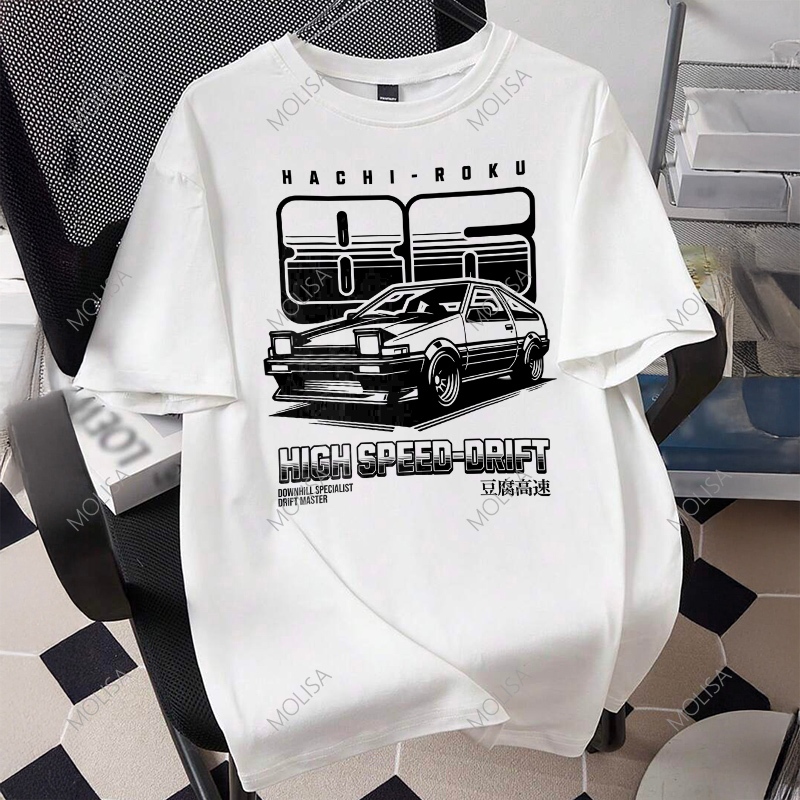 High speed-drift เสื้อยืด Unisex cotto100% Printed T shirt เสื้อแฟชั่น เสื้อยืดผู้ชาย 68027#