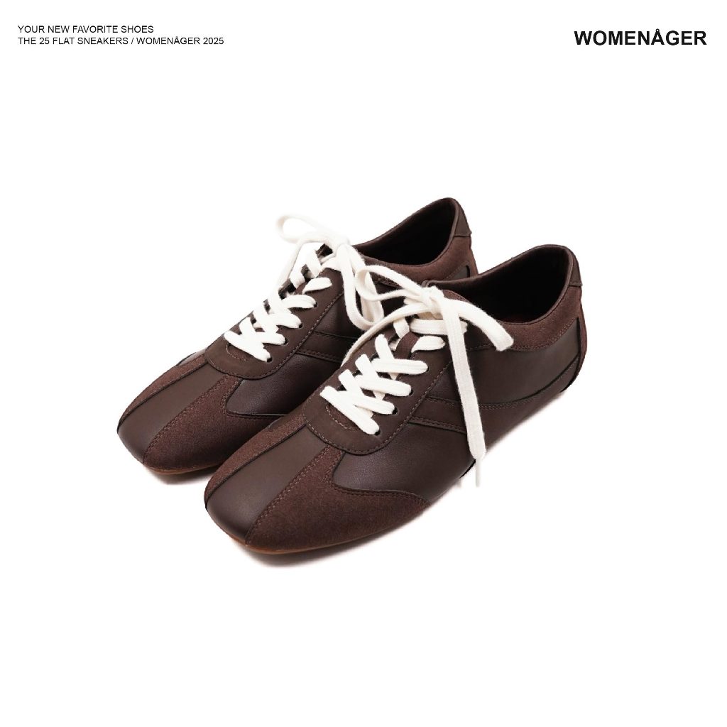 WOMENAGER - The 25 Flat Sneaker สี Cacao รองเท้าผ้าใบ รองเท้าผ้าใบผู้หญิง