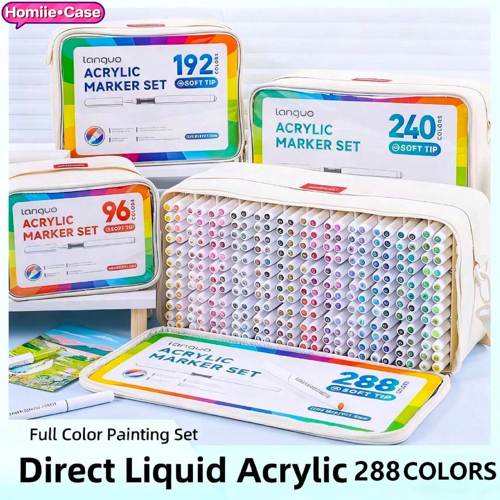 (พร้อมส่ง🇹🇭) Languo 96/240/288 สี พร้อมกระเป๋า ปากกาอะคริลิค หัวแปรงนุ่ม Brush ACRYLIC MARKER สีอะคร
