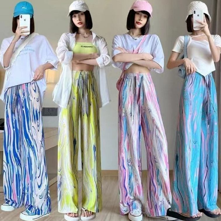 Straight leg casual กางเกง กางเกงยาว comfortable เกงเอวสูง หลวม women high waist pants korean