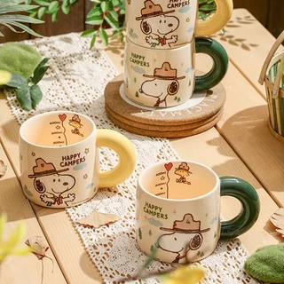 【ของแท้】สนูปปี้ Snoopy แก้วเซรามิค 460ml พร้อมกล่อง & ถุงของขวัญ ลายน่ารัก ใช้ทุกวัน ของขวัญวันเกิด