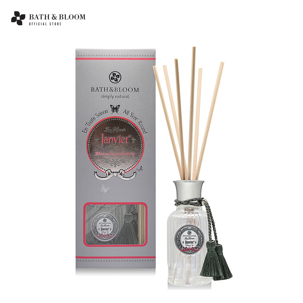 BATH & BLOOM January Diffuser Oil Set 100ml ชุดก้านไม้หอมปรับอากาศกลิ่นอัลมอนด์ วนิลลา ลูกแพร์ มะนาว