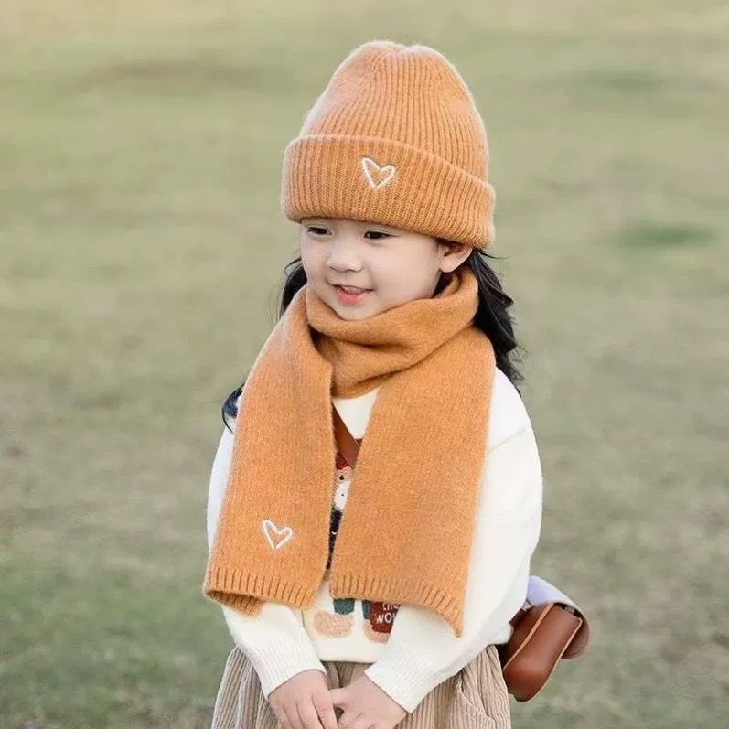 สินค้าพร้อมส่ง หมวก+ผ้าพันคอเด็ก สไตล์เกาหลี ใส่ได้ทั้งเด็กผู้หญิงและชาย - รูปที่ 2