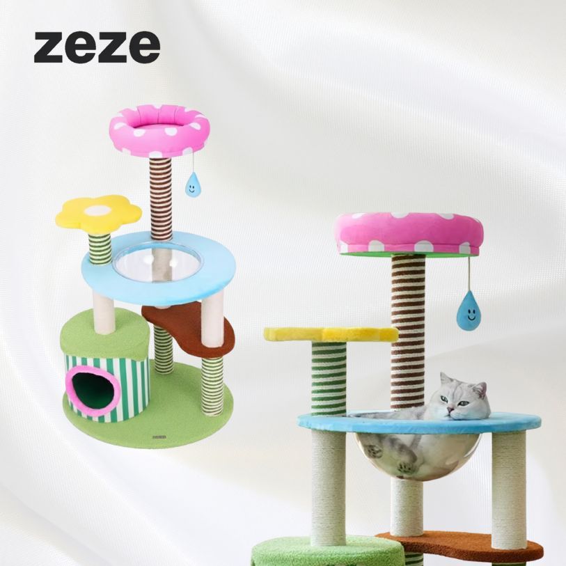 Zeze คอนโดแมว ฟาร์มหลากสีสัน – โครงปีนแมว เสาลับเล็บแมว บ้านแมว มีที่ลับเล็บแมวในตัว