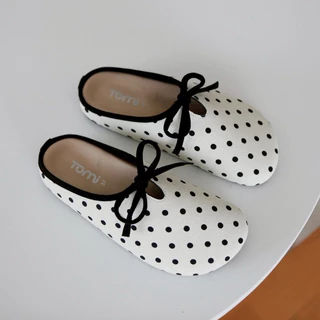 [TOMi-"Bow.dot.] "แนะนำ+1 ไซส์" รองเท้าแตะ Bow ทรงสวมปิดหน้าเท้า- เปิดส้น พื้นนุ่ม *New Arrival[สินค้าพร้อมส่งจากไทย]]