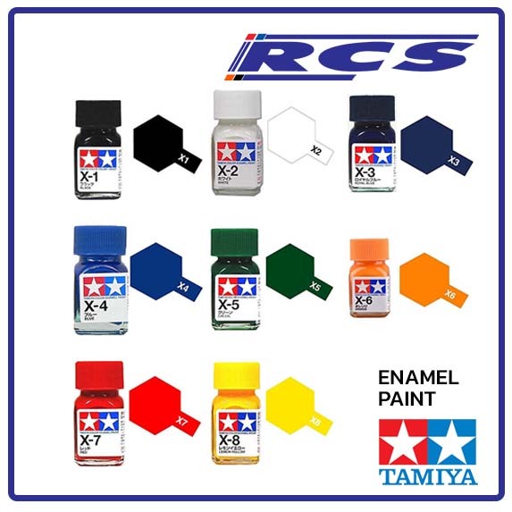 TAMIYA Enamel 80001 X-1, 80002 X-2, 80003 X-3, 80004 X-4, 80005 X-5, 80006 X-6, 80007 X-7, 80008 X-8 สีอีนาเมล