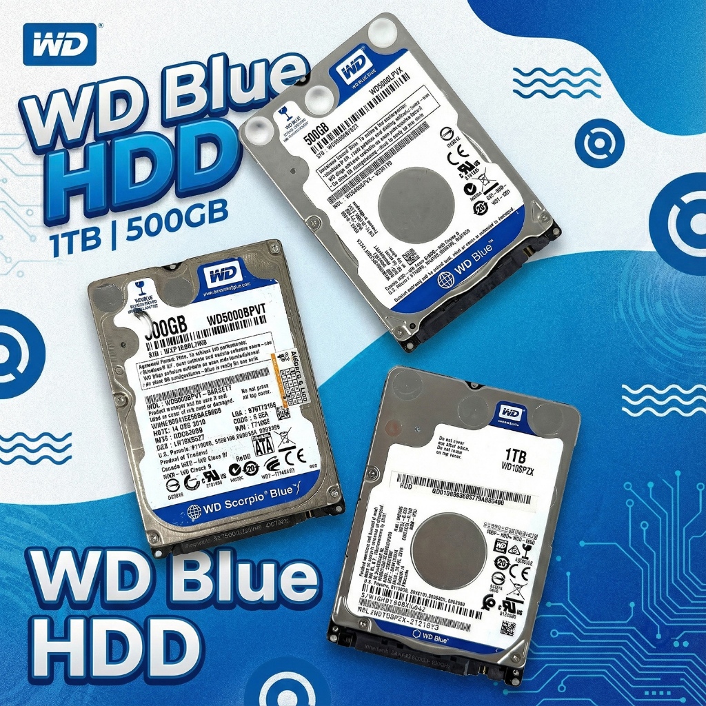 HDD Notebook 2.5" WD Blue 500GB / 1TB (SATA) มือสอง สภาพดี ไม่มี Bad ประกันร้าน 90 วัน (ใส่โน้ตบุ๊ค/
