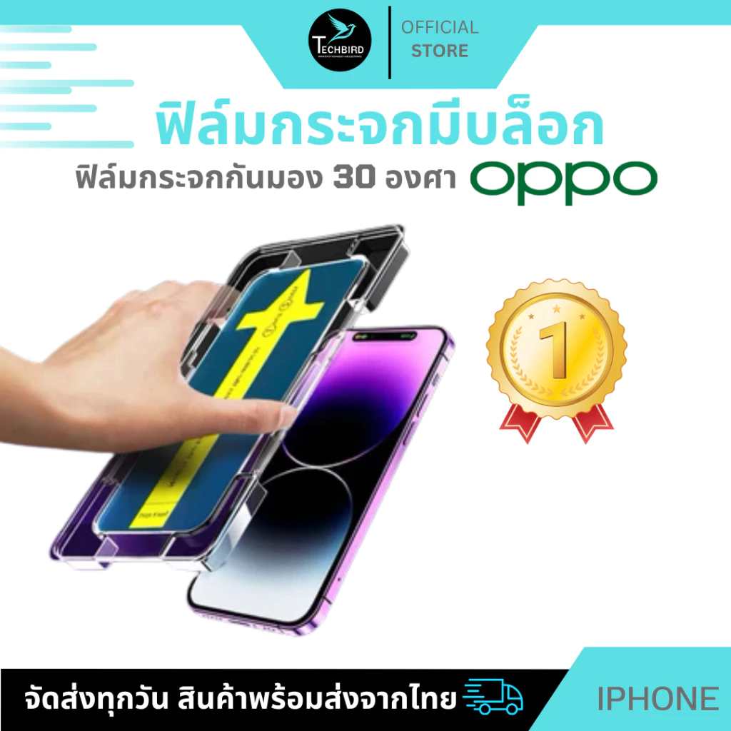 ฟิล์มใสพร้อมบล็อก ฟิล์มกันมอง กันเสือก เต็มจอ สำหรับ OPPO A52020 A92020 A15 A15S A31 A16 A16K A77-5G A57-5G A17 A17K A18