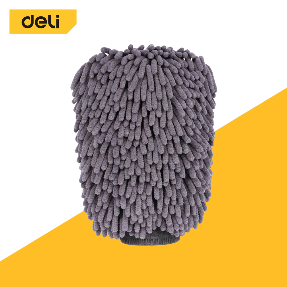 Deli ถุงมือล้างรถ หนังนิ่ม ถุงมือล้างรถไมโครไฟเบอร์ ล้างรถ ถุงมือ ผ้าเช็ดรถ Car Washing Gloves