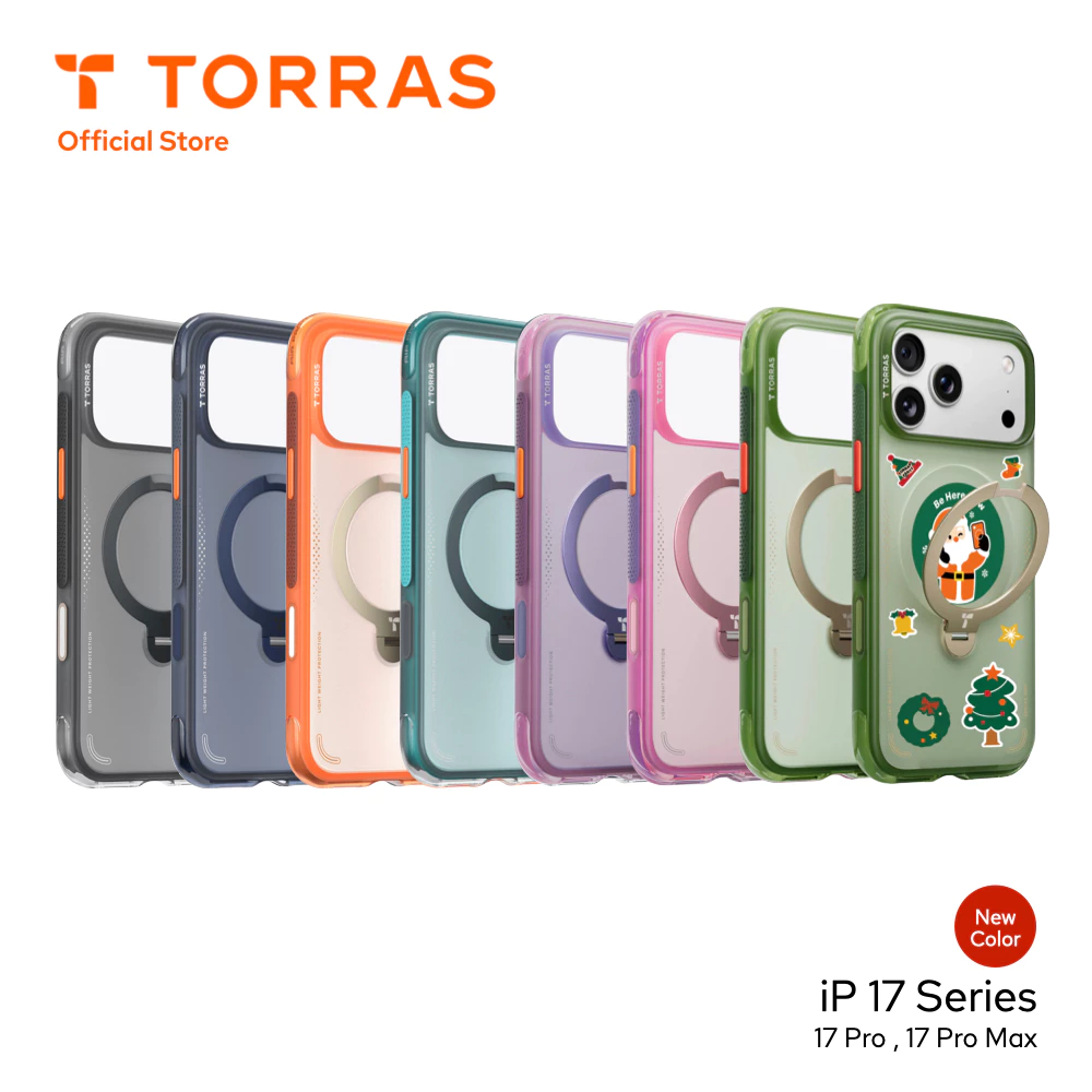 TORRAS เคสกันกระแทก Ostand Spin Air Series ใช้สำหรับ iPhone 17 / 17 Pro / 17 Pro Max ขาตั้งหมุนได้ 360