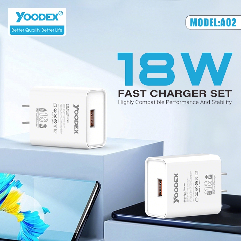 YOODEX【รับประกัน 1 ปี】Fast Charge For Vivo oppo xiaomi สายชาร์จ USB to Micro สายชาร์จเดิม+18W หัวชาร