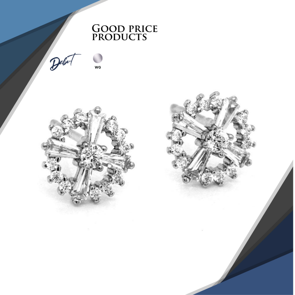 ต่างหูเงินแท้ 925 Debutgem Collection Fantacy ประดับเพชร CZ 013