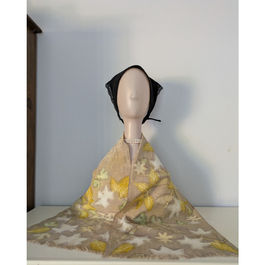 PimBai1of1 ผ้าคลุมไหล่ พันคอ โพกหัว หน้าแคบ พิมพ์ลาย ecoprint หนึ่งเดียวไม่ซ้ำใคร