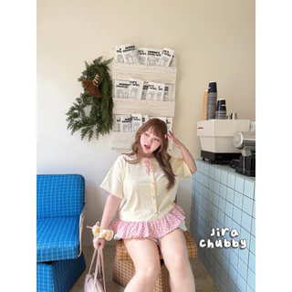 (ถูกสุด/มีส่งด่วน!⚡️) Meena Top🍪🍯💖 A251(JR) เสื้อคอกลมแต่งสก็อต งานผ้ายูนิโคล่ยืดเยอะนิ่มใส่สบาย แต่งสก็อตสาวอวบไซส์ใหญ่