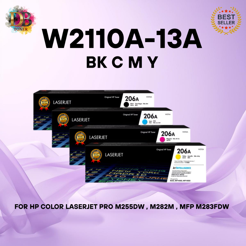 HP 206A W2110A-3 BKCMY สำหรับเครื่อง HP Color LaserJet Pro MFP M283fdw/M255dw/M282nw