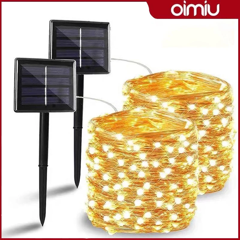 OIMIU ไฟโซล่าเซลล์ สายไฟหิ่งห้อย LED กันน้ํา 32/22/12/7เมตร สําหรับตกแต่งปาร์ตี้คริสต์มาส ปีใหม่