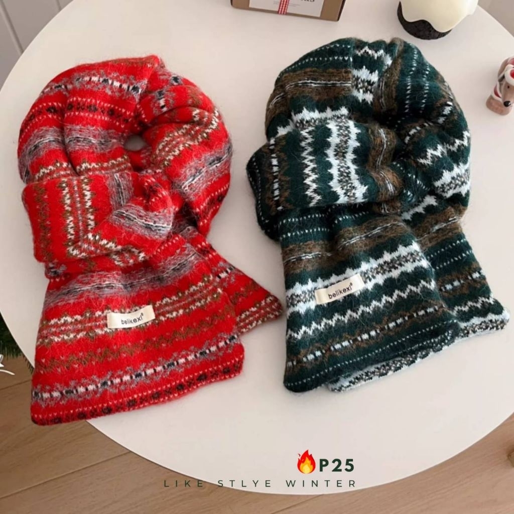 P25 ผ้าพันคอถักลายคริสต์มาส