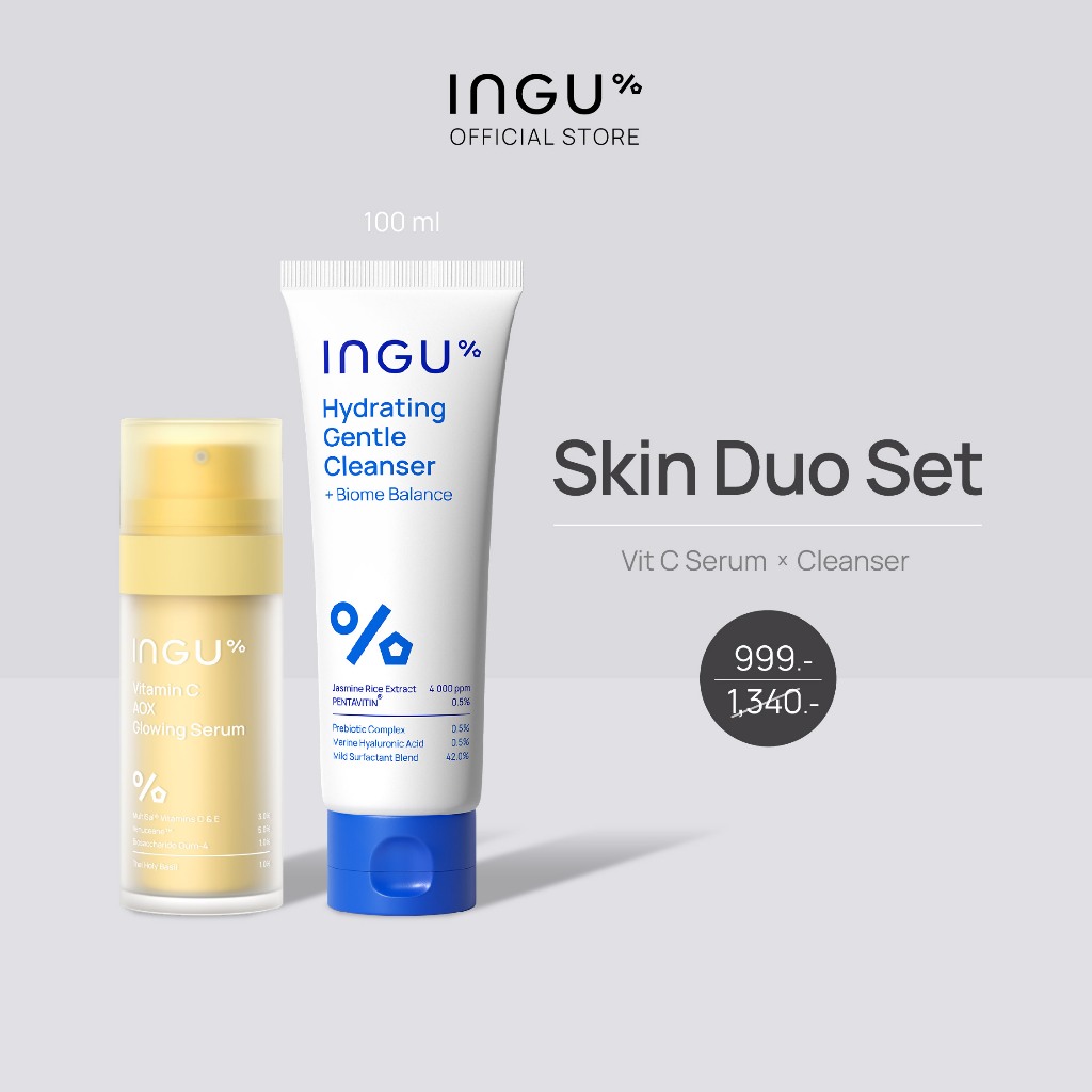 (Brand Week 15-21 มี.ค.69) INGU Skin Duo Set คู่กับ Hydrating Gentle Cleanser + Biome Balance 100 ml