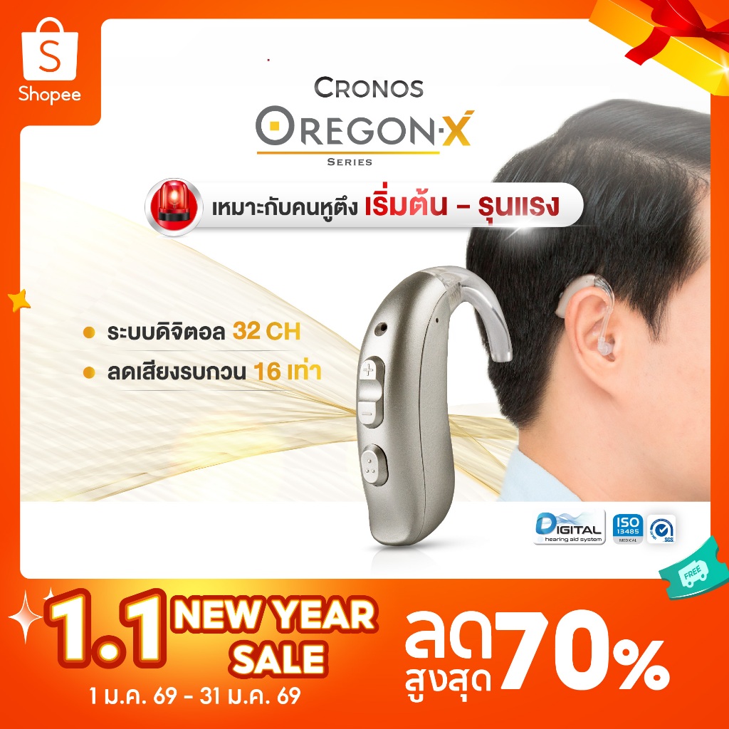 เครื่องช่วยฟัง (รุ่นตั้งค่าได้) CRONOS รุ่น OREGON X รุ่นTOP ปรับจูนเครื่องได้ด้วยคอมพิวเตอร์ แบบคล้