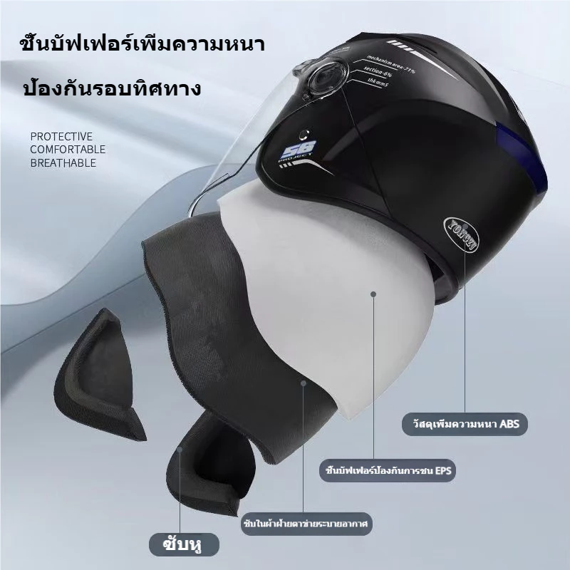 หมวกกันน็อคสุดเท่และมีสไตล์ น้ำหนักเบาและปลอดภัย เหมาะสำหรับทุกฤดูกาล ใช้ได้ทั้งชายและหญิง สีสันทันสมัย ดีไซน์โดดเด่น ขน thumbnail 8