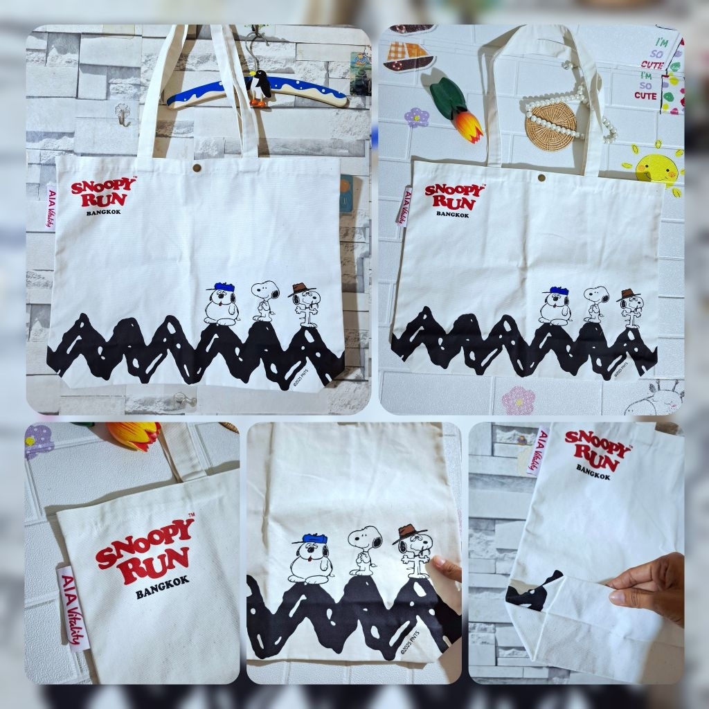 กระเป๋าAIA Vitality ลาย Snoopy Run Bangkok ขนาดใบใหญ่ 50×39×9 cm. สภาพใหม่