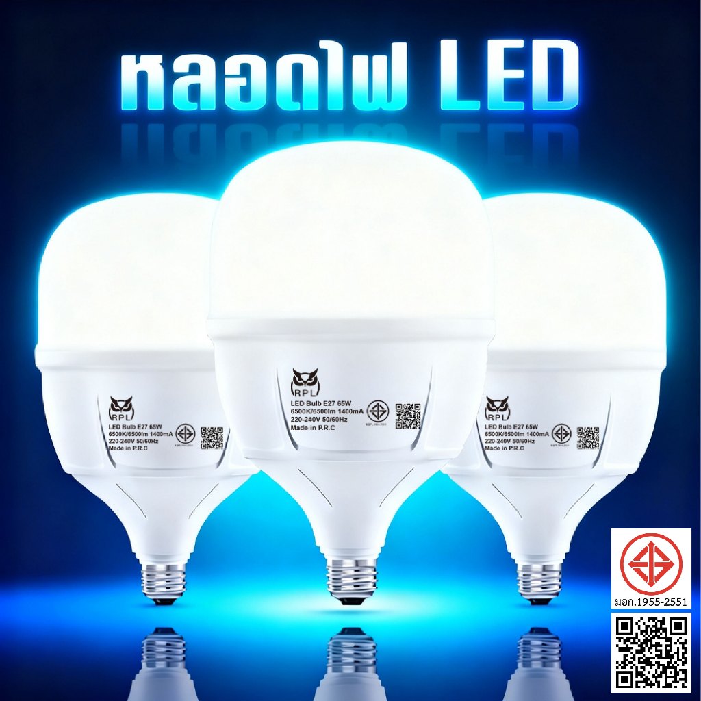 Panasi หลอดไฟ LED รับประกัน 2ปี หลอดไฟ E27 25W 35W 45W 65W 85w สว่างนวลตา มีแสงขาว และ แสง กำลังสูง ประหยัดพลังงาน