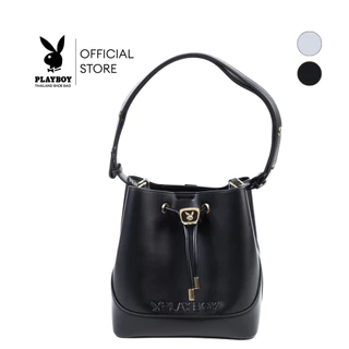Playboy รุ่น Monet Bucket Bag กระเป๋าสะพายข้าง รหัส ST-B261PB645 ดีไซน์ทรงถังหนังเรียบ แต่งอะไหล่สายรูดโลโก้ มี 2 สี