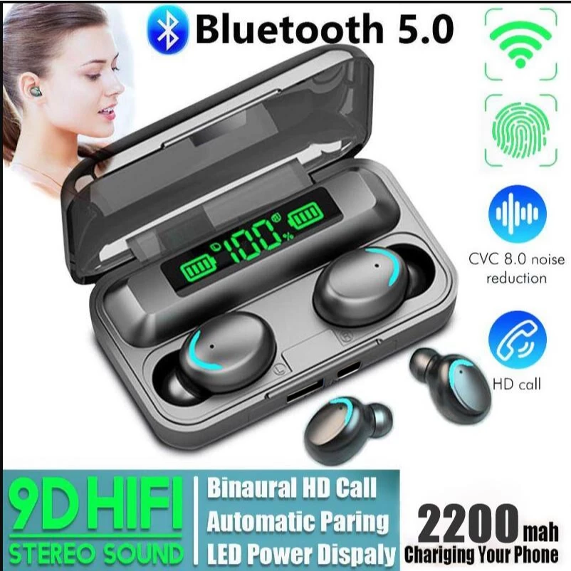 【BEST】ชุดหูฟังไร้สาย Smart TWS ที่อุดหูบลูทู ธ 5.0 แตะกันน้ำกันน้ำแบบสเตอริโอ 9D ที่กันน้ำกัน TWS Wireless Earphone