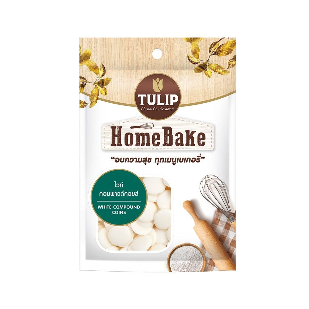 🔥ส่งฟรี🔥 ไวท์ ช็อคโกแลต คอมพาวด์ ทิวลิป แบบเหรียญ Tulip ช็อกโกแลต คอมพาวชอคโกแลต คอมพาวเหรียญ ช็อคคอ