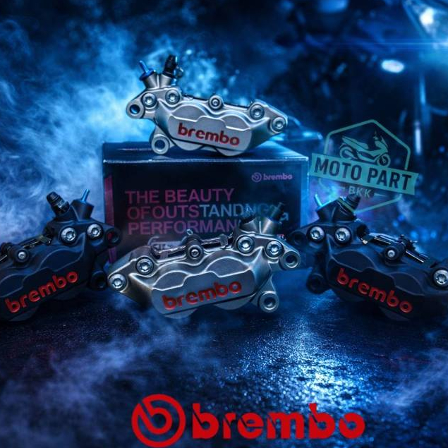 ปั๊มเบรคล่าง BREMBO 4POT หูชิด ปั๊มแต่ง Brembo 4pot หูชิด ดำโลโก้แดง เงินโลโก้แดง ซ้ายและขวา สี่พอต
