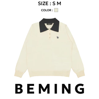 Bemingtop1098(S-M)-BMG Sweet Heart Knit เสื้อแขนยาวคอปก เพิ่มลูกเล่นด้วยกระดุมรูปหัวใจเล็กๆและคอปก