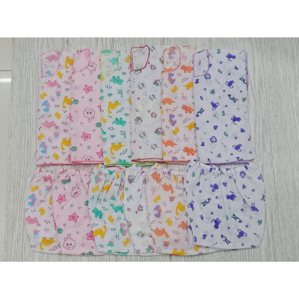 ชุดเด็กแรกเกิด ชุดผูกหลังเด็ก-ผ้าป่าน แบบแขนสั้น โปร่ง ใส่สบาย ไม่ระคายเคืองผิว ✅คละลายได้ พร้อมส่ง