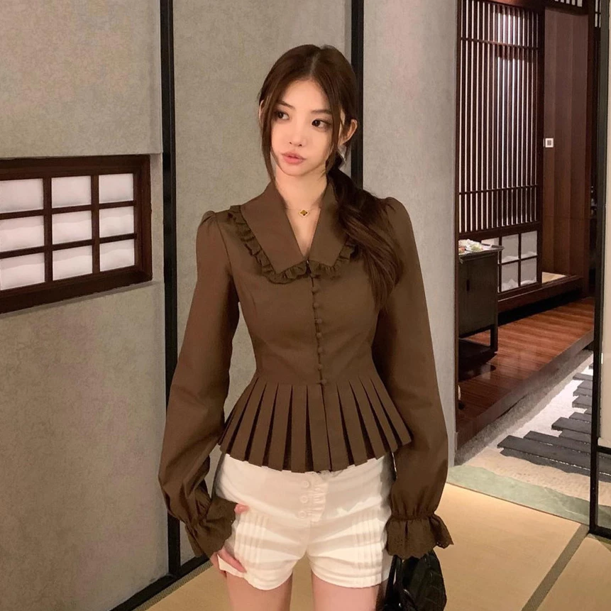 Red Berryเสื้อลูกไม้แขนพองสไตล์เกาหลีสำหรับผู้หญิงW688