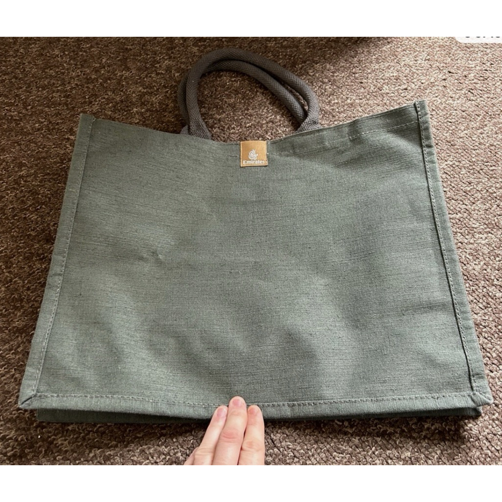 Emirates First Class Grey Tote medium size bag กระเป๋าผ้า เอมิเรตส์