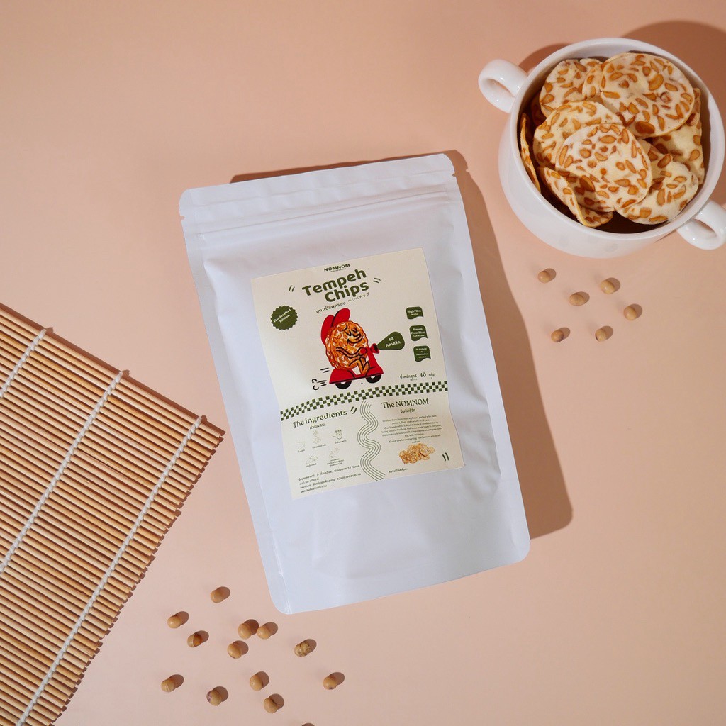 NOMNOM เทมเป้กรอบ เทมเป้ชิป Tempeh Chips รสดั้งเดิม ขนมสุขภาพ โปรตีนสูง