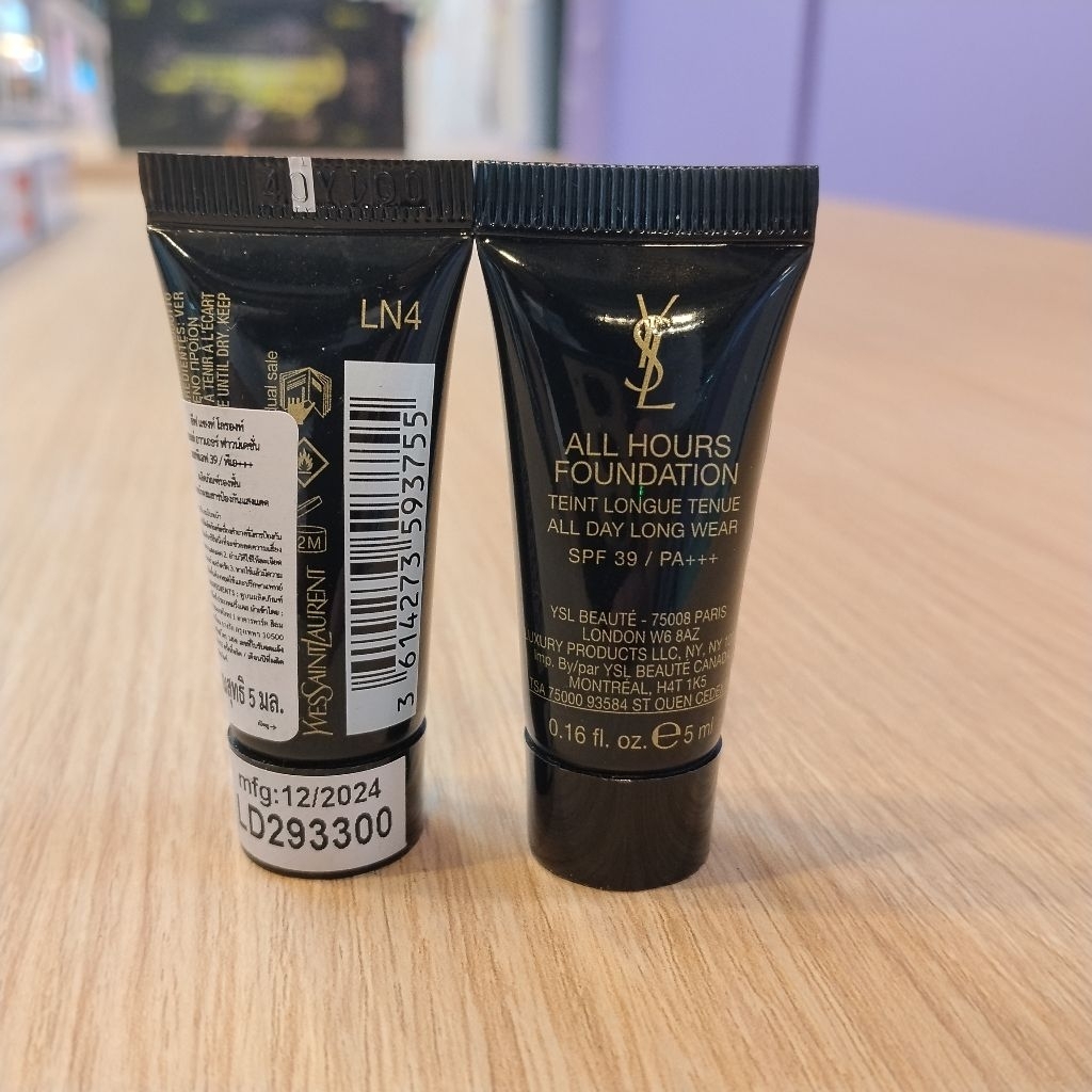 รองพื้น  Ysl all hours foundation SPF39/PA+++5 ml #สี LN4 ขาวเหลือง-กลาง
