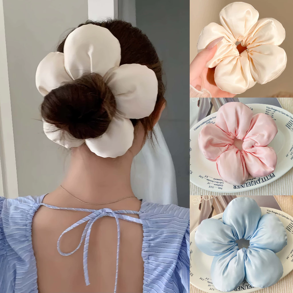 🌸🌸ยางรัดผมสไตล์เกาหลี ยางรัดผมดอกไม้ เครื่องประดับผมแฟชั่น ins แบบหนา ยืดหยุ่นสูง เรโทร