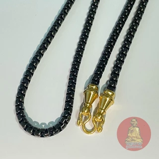 สร้อยสแตนเลสเลเซอร์ ลายผ่าหวายหัวจรวดทองดำ มีแบบตะขอ M และ ตะขอสปริงกลม มี 3 ขนาด สแตนเลเสแท้ ไม่ลอกไม่่ดำ